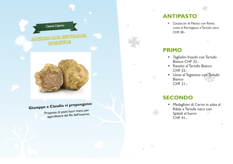 Settimana del Tartufo bianco dal 9 al 14 Novembre 2020